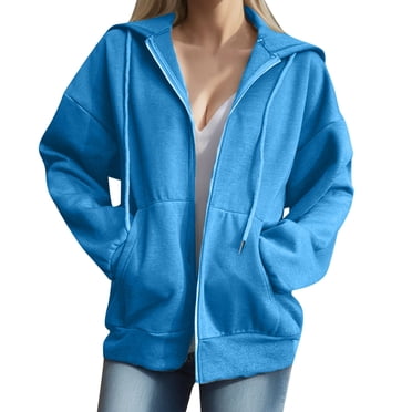 Kcodviy Women's Street Long Sleeve French Jacket Women Coat Sweatshirt Hooded Zipper Women Zipper Hoodie Solid Color Coat Casual Women's athletic Hoodies Warm Outwear Sweatshirt