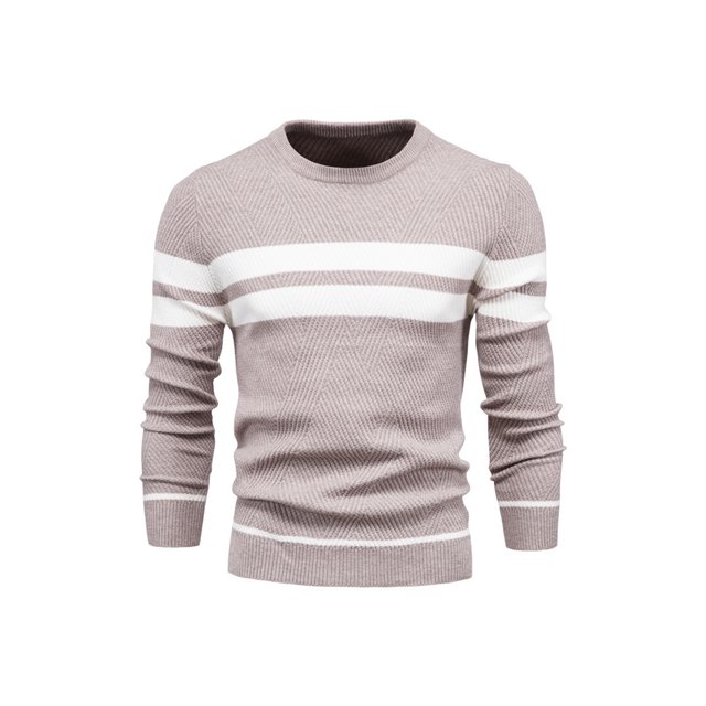 Innerwin Sweater Long Sleeve Men Jumper Tops Daily Wear Crew Neck Loose Knitted Sweaters Beige L