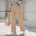 thumbnail image 2 of Bmisegm Jeans Cargo Amples Taille Haute pour Femmes, Kaki, TP, 2 of 6