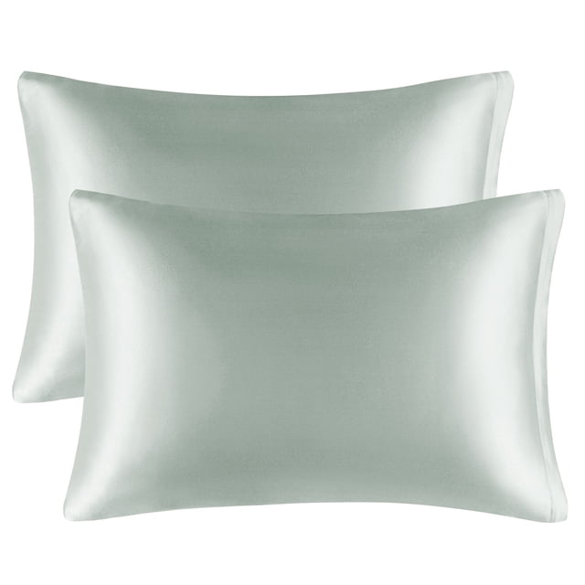 Unique Bargains Taies d'Oreiller en Satin Fermeture Éclair 2 Pcs