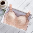 thumbnail image 3 of B91xZ Soft Touch Breathe Bralette Front Closure Plus Size Full Coverage Lace Underwire Racerback Bra,Khaki 34B, 3 of 4
