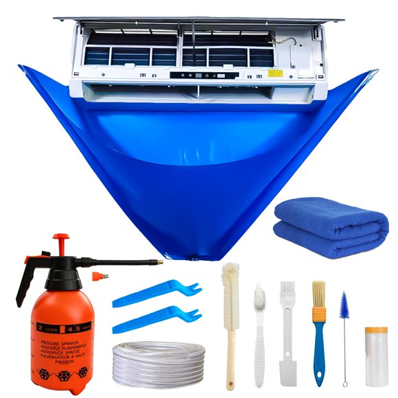 Sac de Nettoyage 13 Pcs Grand Mini-Split pour Climatiseur Domestique - Comprend un Sac de Nettoyage Imperméable, une Brosse pour Évent et des Outils pour Unités de Climatisation Murales/sans Conduits / Convient aux Petits t