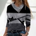 thumbnail image 2 of Pompotops Blouse Décontractée pour Femmes Col Croisé Boutons Imprimés Manches Longues T-shirt, 2 of 8