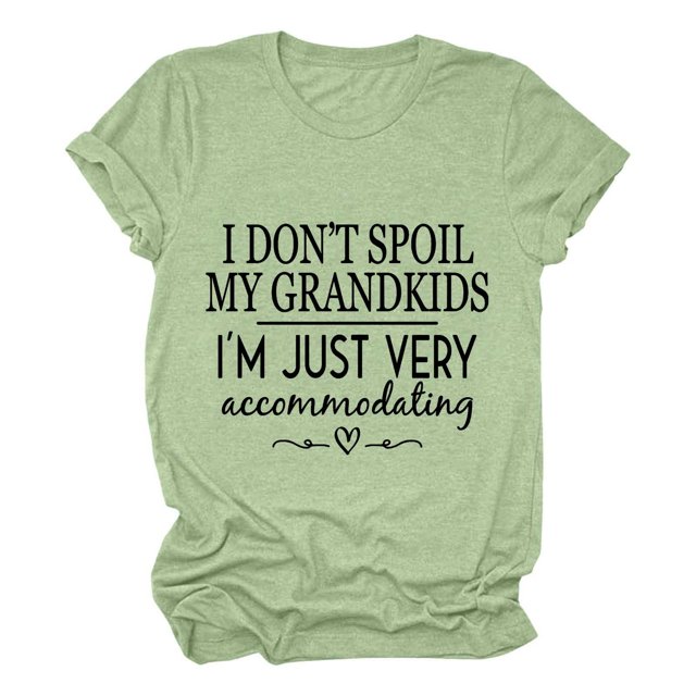 LUOGENLI T-shirts pour Femme pour Femmes T-Shirt Uni Décontracté Mode à Lettres Imprimées Col Rond Manches Courtes T-Shirt Haut Vintage T-shirts pour Femmes T-Shirt Graphique Saint-Valentin Vert Clair TG
