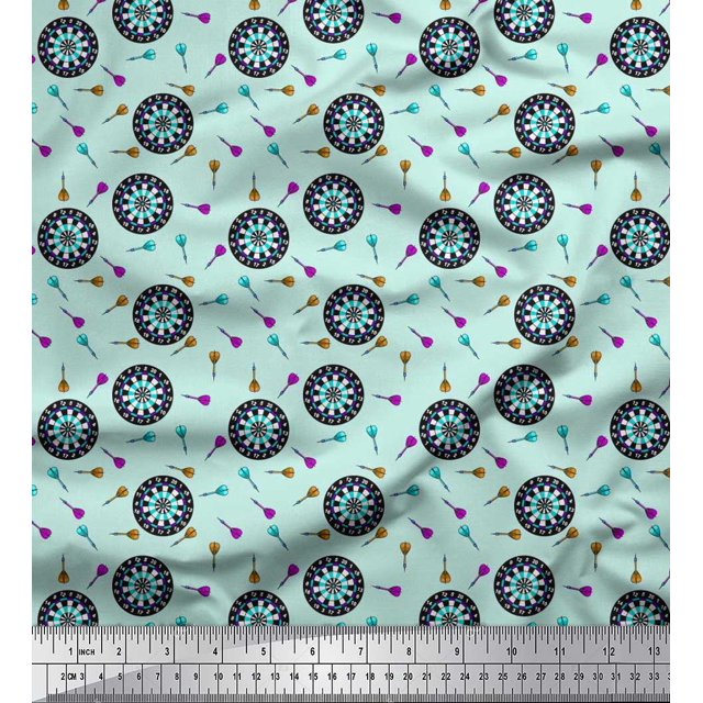 Soimoi Rayon Fabric Dart Board Sports Print Fabric by The Yard 56 Inch Wide