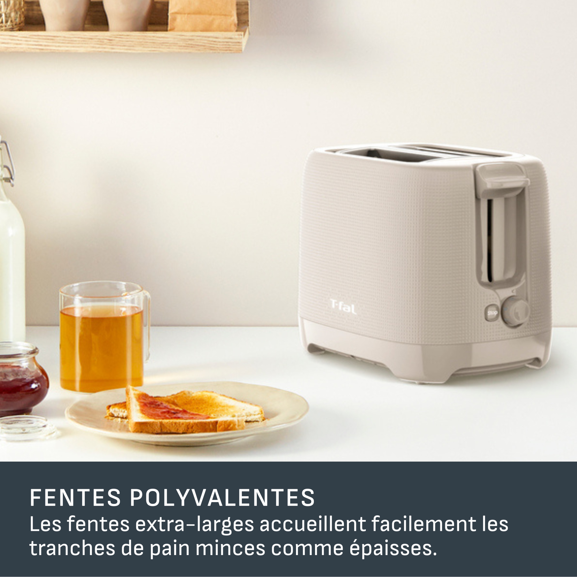 T-fal Morning Range 2 Slice Toaster with removable crumb tray and 7 browning levels