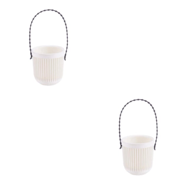 Transemion ABS Decorate With Lightweight Planter With Removable Strape And Wall-Mount Option Inner Layer Hollowed Out For Better White 8.7*9.5*20.5cm 2Set