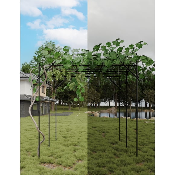 Treillis d'Arche de Jardin en Métal Durable pour Plantes Grimpantes - Cadre de Ballons Floraux d'Extérieur - Support Robuste pour Plantes pour Pelouse, Mariage, Fête, Cérémonie et Décor des Fêtes - Dessus Plat