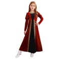 thumbnail image 1 of iiniim Enfants Filles Renaissance Médiévale Royauté Princesse Costume Velours Fleurs Dorées à Blocs de Couleur Longue Robe Rouge 16, 1 of 5