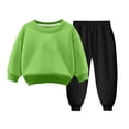 thumbnail image 2 of Pisexur Ensemble 2 Pcs pour Bébé Filles Garçons Automne Hiver Mode Décontractée Polaire Couleur Unie Manches Longues Col Rond Chandails en Molleton et Pantalons Vêtements de Détente Ensemble de Survêtement pour Enfants 3-8 Ans, 2 of 4