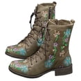 thumbnail image 2 of Cameland Women's Printed Embroidered Boots Over Feet Round Toe Chunky Ankle Boots, 2 of 4