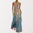 thumbnail image 1 of Robes de Demoiselle d'Honneur Femmes Mode Col en V Sans Manches Été Soirée Fête Imprimé Dames Poche Gilet Longue Robe Robes Décontractées pour Femmes en Liquidation, 1 of 6