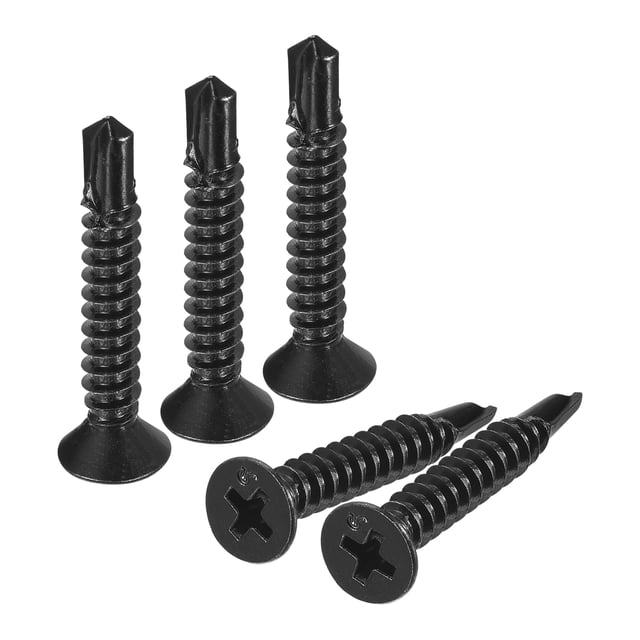 Unique Bargains Vis pour Tôle #10 x 1-1/4 Pieds, Lot de 100 Vis Plates en Acier Inoxydable 410