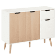 thumbnail image 1 of HOMCOM Sideboard Storage Cabinet with Drawer, White and Nature Wood, 1 of 7