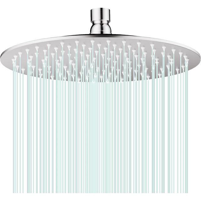 Pomme de Douche Pluie Ronde Pomme de Douche Débit Élevé Acier Inoxydable Pomme de Douche Pluie Conception Haute Pression (BChrome)