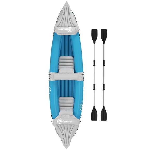 CoSoTower 2-Person Inflatable Kayak, Foldable Inflatable Fishing Boat Canoe Set With Air Pump, Aluminum Oars, Blue