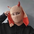 thumbnail image 2 of Fgnfyis Rabbit Ear Hat Autumn and Winter Neck Knitted Hat Bomber Hats Orange, 2 of 6