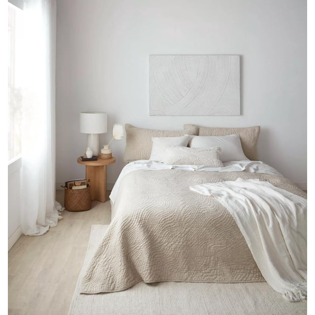 Bouclair Beige Kyla Collection - Ensemble de Couvre-Lit Grand Lit