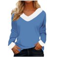 thumbnail image 1 of Timegard Hauts pour Femmes Noël Col en V Confortable Blouse à Manches Longues Automne Hiver Mode Décontractée Couleur Unie, 1 of 4