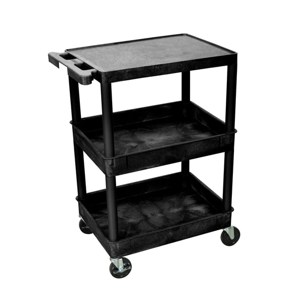 Luxor Flat Top and Tub Middle / Bottom Shelf Cart -Black
