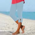 thumbnail image 2 of Birdeem Womens Summer High Waisted Solid Color Capris Matching Slim Fitting Yoga Gym Pants, 2 of 7