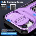 thumbnail image 4 of For iPhone 13 Mini Slim Fit Shockproof Hybrid with Slide Camera Cover & Rotated Ring Kickstand, [Military-Grade] Phone Case For iPhone 13 Mini 5.4",Purple,For iPhone 13 Mini, 4 of 8