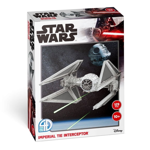 4D Build, Star Wars Imperial Tie Interceptor 3D Paper Model Kit, 129 Piece Paper Model Kit for Teens and Adults, Ages 10+