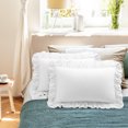 thumbnail image 1 of PiccoCasa 2 Pcs Taies d'Oreiller à Volants 100 % Coton Douces avec Enveloppe Blanc Standard, 1 of 7