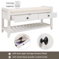 thumbnail image 3 of MODERNLUXE 35.4" Shoe Bench Entryway Bench with 2 Storage Drawers and Cushioned Seat,Farmhouse Shoe Rack with Bottom Shelf for Entryway Hallway and Bedroom,White, 3 of 8