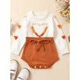 thumbnail image 2 of Faithtur Baby Girls Autumn Winter Sweater Romper Long Sleeve Contrast Color Heart Knit Romper, 2 of 9