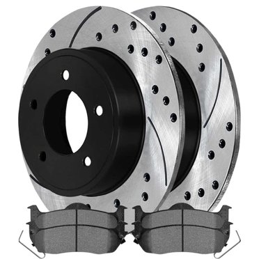 AutoShack Ensemble de Freins Arrière Percés et Rainurés, Disques, Plaquettes Noires et Céramique, Paire de 2, Remplacement Côté Conducteur et Passager pour Jeep Grand Cherokee Commander 4WD AWD Diamètre 12,6 Pouces SCDPR63029630291041