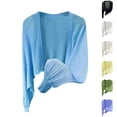 thumbnail image 2 of Women's Summer Cropped Cardigan Sweaters Lantern Sleeves Knit Lightweight Open Front Shrugs Tops 2025, 2 of 3