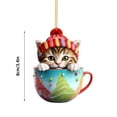 thumbnail image 2 of Tasse Mignonne Chat avec Foulard Décorative Suspendue en Acrylique pour Noël Intérieur, 2 of 7