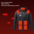 thumbnail image 4 of Yusimy Men's Small Print 4-Zone Heating USB Charging Parka Hooded Long Sleeve Functional Style, 4 of 7