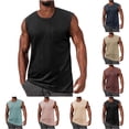 thumbnail image 1 of JDQJBZ Mens Tank Top Linen Crew Neck Open Front Sleeveless Top for Summer, 1 of 5