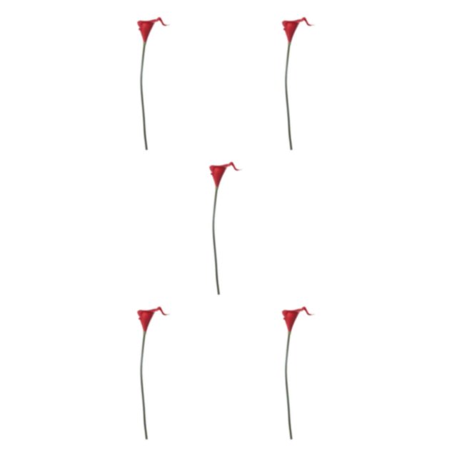 kurtrusly Wedding Decor With Simulated Calla - Choose Variety Of Colors And Styles With High 3D And Simulation Durable PU Big Red 5PCS
