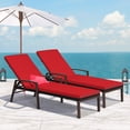 thumbnail image 1 of Costway 2PCS Patio Rattan Lounge Chair Chaise Recliner Back Adjustable Cushioned Red, 1 of 10