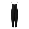 thumbnail image 4 of TrendOFT Combinaison une Pièce Femme Décontractée Été Ample Sans Manches Bretelles Spaghetti Ajustables Extensible Pantalon Jambe Grand avec Poche Combinaisons une Pièce Salopettes Noir TG, 4 of 4