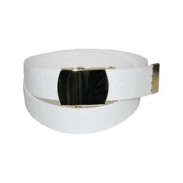 CTM® Kids' Cotton Adjustable Belt with Brass Military Buckle