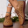 thumbnail image 2 of WRKEKC Womens Sandals Solid Color Stitched Cut Out Design Breathable Round Toe Closed Toe Lace Up Soft Sole Flat Sandals Casual, 2 of 9