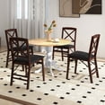 thumbnail image 4 of Costway 4-Person Dining Table Wooden Kitchen Table with Solid Rubber Wood Frame for Kitchen White&Natural, 4 of 10
