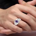 thumbnail image 3 of RYLOS Sterling Silver Ring 8X6MM Oval Gemstone & Diamond Unisex Rings Amethyst February Birthstone Ring Size 8, 3 of 7