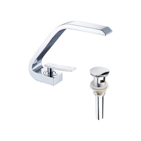 DROP Bath and Kitchen DR091466 Bathroom Sink Faucet with Square shape in Chrome color from Island series - includes Drain with overflow