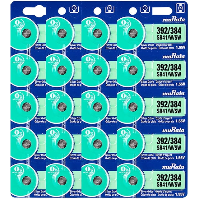 Murata 392/384 SR41/W/SW Battery 1.55V Silver Oxide Watch Button Cell (20 Batteries)
