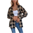 thumbnail image 2 of Qertyioot Mode Hiver Femmes Veste Décontractée Imprimée Manches Longues Hauts Manteau à Carreaux, 2 of 9