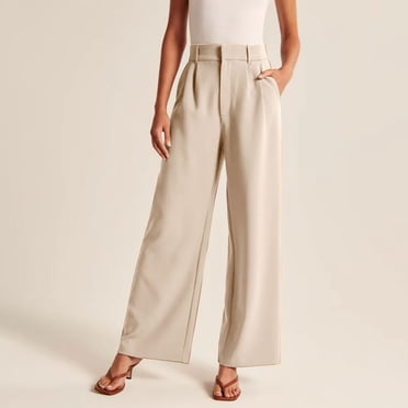 Meichang Women's Loose Straight Leg Pants Casual Cozy Lounge Pants Business Work Office Trousers Comfy High Waisted Dress Pants with Pockets