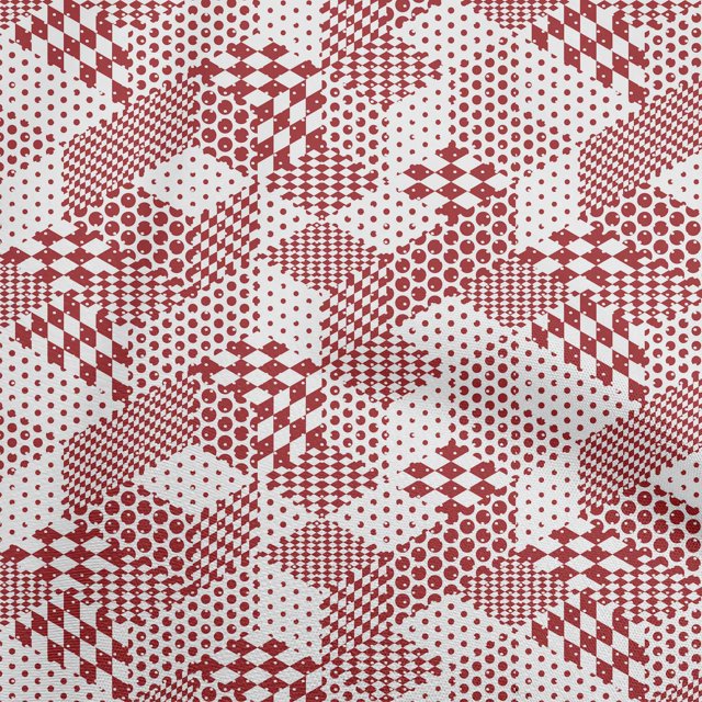 oneOone Velvet Maroon Fabric Geometrical Mix Craft Projects Decor Fabric Printed By The Yard 58 Inch Wide