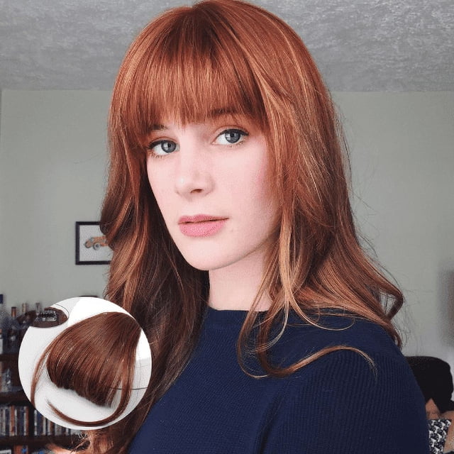 fheaev Natural Seamless Hair Extensions With Sideburns Hand-woven Long Airing Bangs Both Sides Chemical Fiber Wig