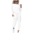 thumbnail image 1 of Yuyuzo Womens Casual Solid Color Set Sweatsuit Pullover Jogger Pants Two Piece Outfit Tracksuits, 1 of 4