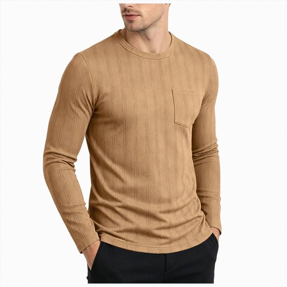 gdxvjhbj Long Sleeve Henley Shirts for Men Mens Casual Slim Fit Basic Henley Long Sleeve Fashion T-Shirt (Khaki,XL)